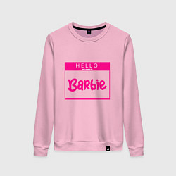 Свитшот хлопковый женский Hello my name is Barbie, цвет: светло-розовый