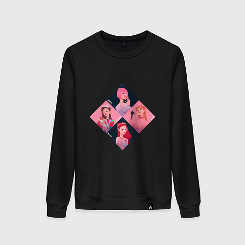 Женский свитшот Сгруппированные арты участниц Блэк Пинк / Черный – фото 1