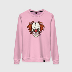 Свитшот хлопковый женский Clown skull, цвет: светло-розовый