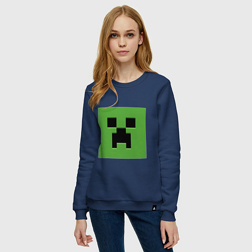 Женский свитшот Minecraft creeper face / Тёмно-синий – фото 3