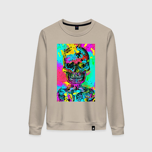 Женский свитшот Cool skull - pop art - vogue / Миндальный – фото 1