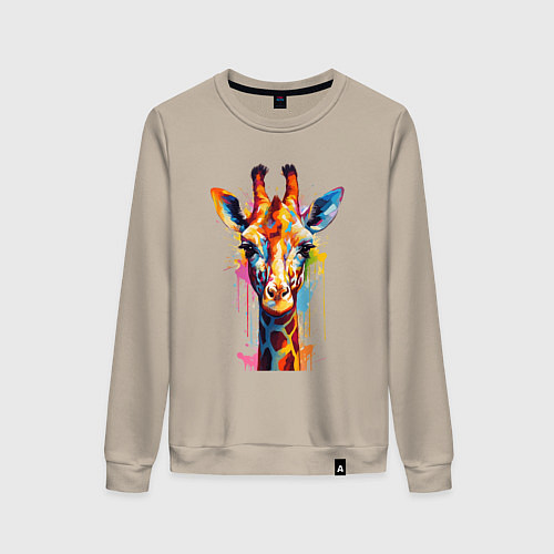Женский свитшот Граффити с жирафом / Миндальный – фото 1