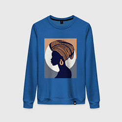 Свитшот хлопковый женский Африканка в профиль, цвет: синий
