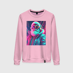 Свитшот хлопковый женский Модный Санта в неоновом свете, цвет: светло-розовый