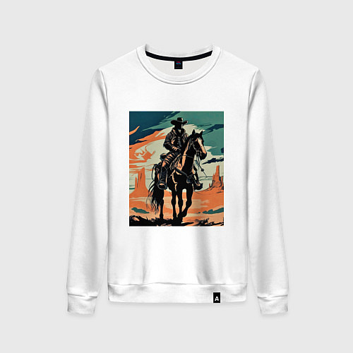 Женский свитшот Ковбой на лошади / Белый – фото 1