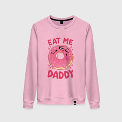 Свитшот хлопковый женский Eat me daddy, цвет: светло-розовый