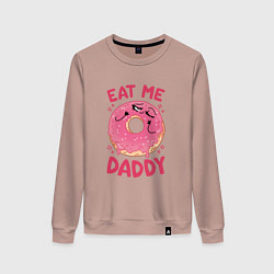 Свитшот хлопковый женский Eat me daddy, цвет: пыльно-розовый