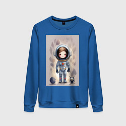 Свитшот хлопковый женский Милый маленький космонавт - нейросеть, цвет: синий