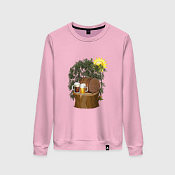 Свитшот хлопковый женский Пиво в жаркий день, цвет: светло-розовый