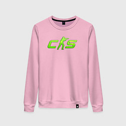 Свитшот хлопковый женский CS2 green logo, цвет: светло-розовый