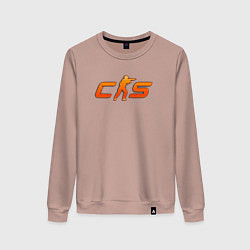 Свитшот хлопковый женский CS 2 orange logo, цвет: пыльно-розовый