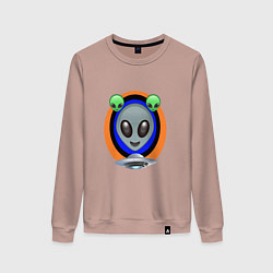 Свитшот хлопковый женский Летающая тарелка с пассажирами, цвет: пыльно-розовый