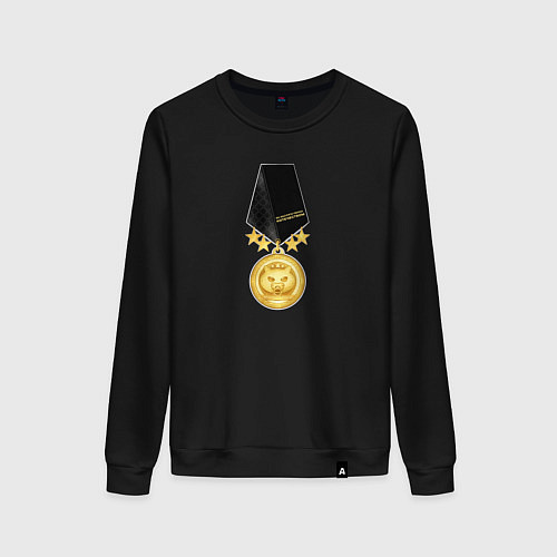 Женский свитшот Медаль кошко мать года / Черный – фото 1