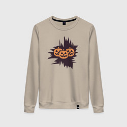 Свитшот хлопковый женский Halloween фонарь джек из тыквы, цвет: миндальный