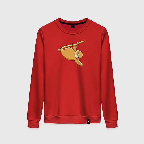 Женский свитшот Ленивец свисает с дерева / Красный – фото 1