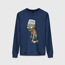 Свитшот хлопковый женский Зомби-мумия с ведром, цвет: тёмно-синий