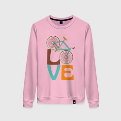 Свитшот хлопковый женский Люблю велосипед, цвет: светло-розовый