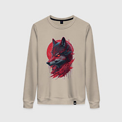 Женский свитшот Красный сверепый волк