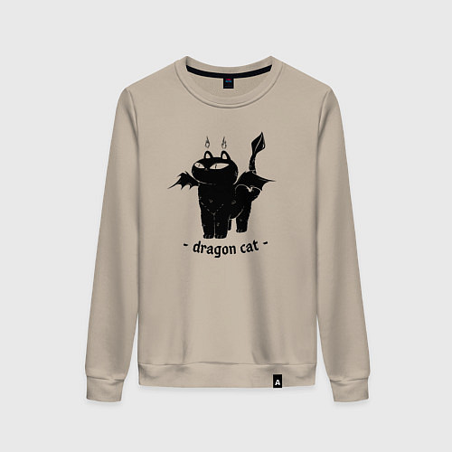 Женский свитшот Black dragon cat / Миндальный – фото 1