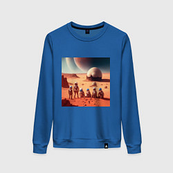 Свитшот хлопковый женский Вечер на марсе, цвет: синий