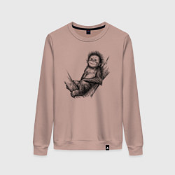 Женский свитшот Гиббон малыш на дереве