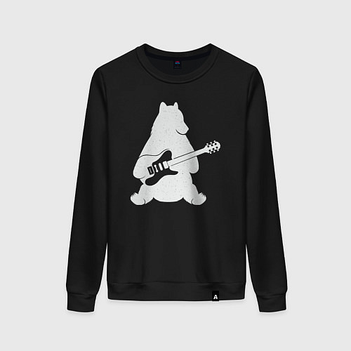 Женский свитшот Мишутка с гитарой / Черный – фото 1