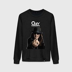 Свитшот хлопковый женский Ozzy Osbourne fist, цвет: черный
