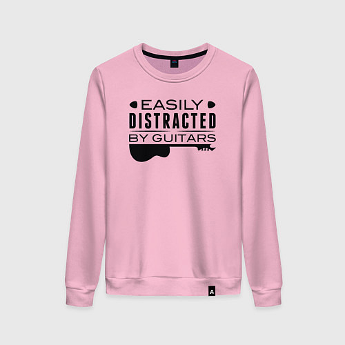 Женский свитшот Легко отвлекается на гитары / Светло-розовый – фото 1