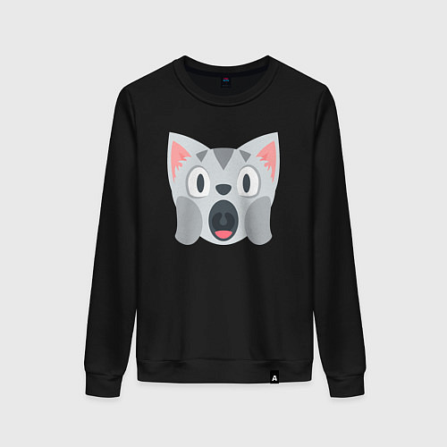 Женский свитшот Серый котёнок в шоке / Черный – фото 1