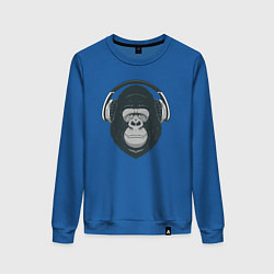 Свитшот хлопковый женский Monkey music, цвет: синий