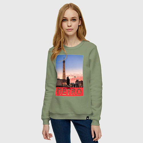 Женский свитшот Moмo - Париж / Авокадо – фото 3
