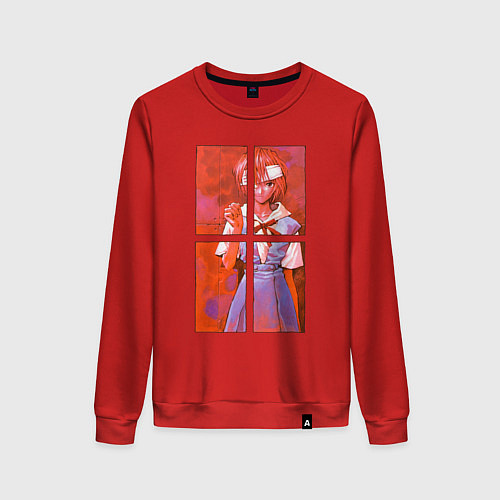 Женский свитшот Аянами разбитые зеркала / Красный – фото 1