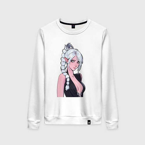 Женский свитшот Шэдоухарт - серебрянные волосы / Белый – фото 1
