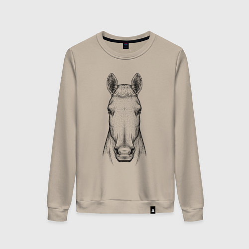 Женский свитшот Голова лошади анфас / Миндальный – фото 1