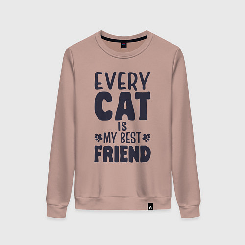 Женский свитшот Every cat is my best friend / Пыльно-розовый – фото 1