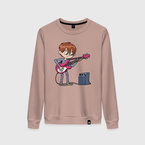 Женский свитшот Мальчик с гитарой / Пыльно-розовый – фото 1