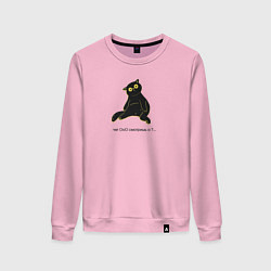 Женский свитшот Чёрный котик с вопросительным взглядом чего смотри