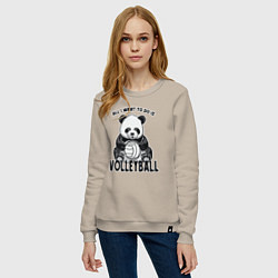 Свитшот хлопковый женский Panda volleyball, цвет: миндальный — фото 2