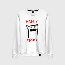 Свитшот хлопковый женский Panic mode - котик, цвет: белый