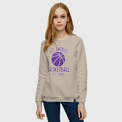 Свитшот хлопковый женский Basketball Los Angeles, цвет: миндальный — фото 2
