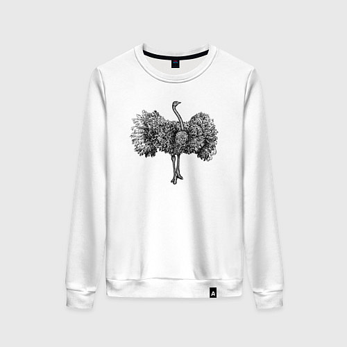 Женский свитшот Страус распушился / Белый – фото 1