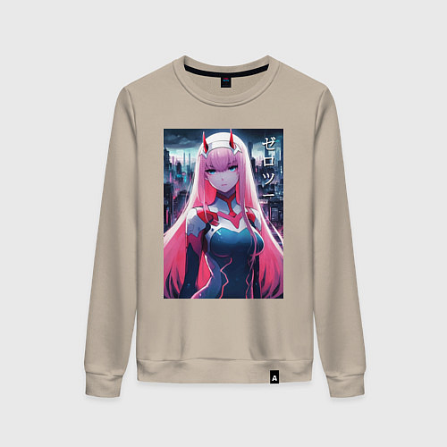 Женский свитшот Darling in the Franxx - zero two - ai art / Миндальный – фото 1