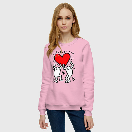 Женский свитшот Человечки держат сердце / Светло-розовый – фото 3