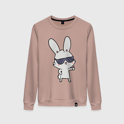 Женский свитшот Заяц в очках / Пыльно-розовый – фото 1
