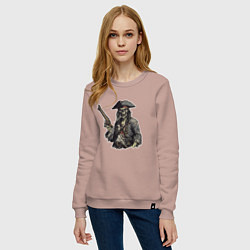 Свитшот хлопковый женский Призрачный пират, цвет: пыльно-розовый — фото 2