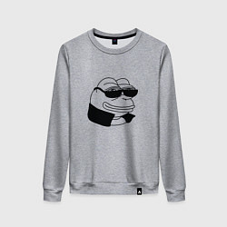 Женский свитшот Лягушонок пепе в очках мем