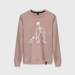 Женский свитшот Котик и скелет