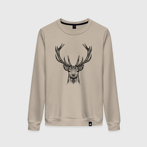 Женский свитшот Олень анфас / Миндальный – фото 1