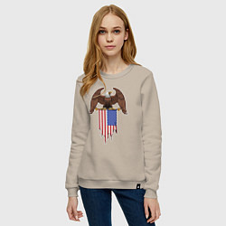 Свитшот хлопковый женский США орёл, цвет: миндальный — фото 2