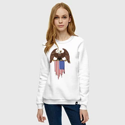 Свитшот хлопковый женский США орёл, цвет: белый — фото 2